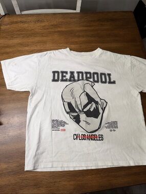 Deadpool Graphic Tee - White with Black & Red Print
